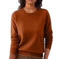 thumbnail image 2 of Sweaters for Women Long Sleeve Trendy Jumper Knitted Pullover Soft Warm Sweater Tops Coffee XL, 2 of 5
