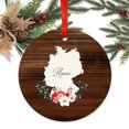 thumbnail image 2 of Round Metal Christmas Ornament, Rustic Wood with Florals Home, Germany, Includes Ribbon and Gift Bag, 2 of 2