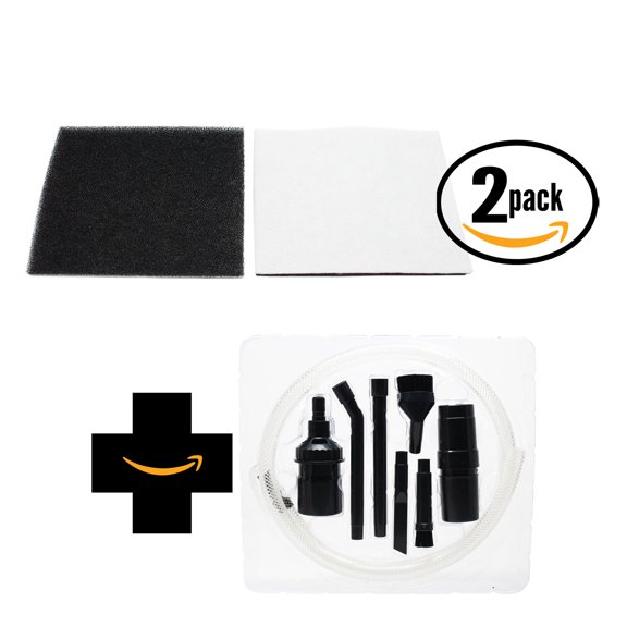 2-Pack Replacement Kenmore 11622312 Vacuum Foam Filter with 7-Piece Micro Vacuum Attachment Kit - Compatible Kenmore 86883, CF-1 Progressive & Whispertone Foam Filter