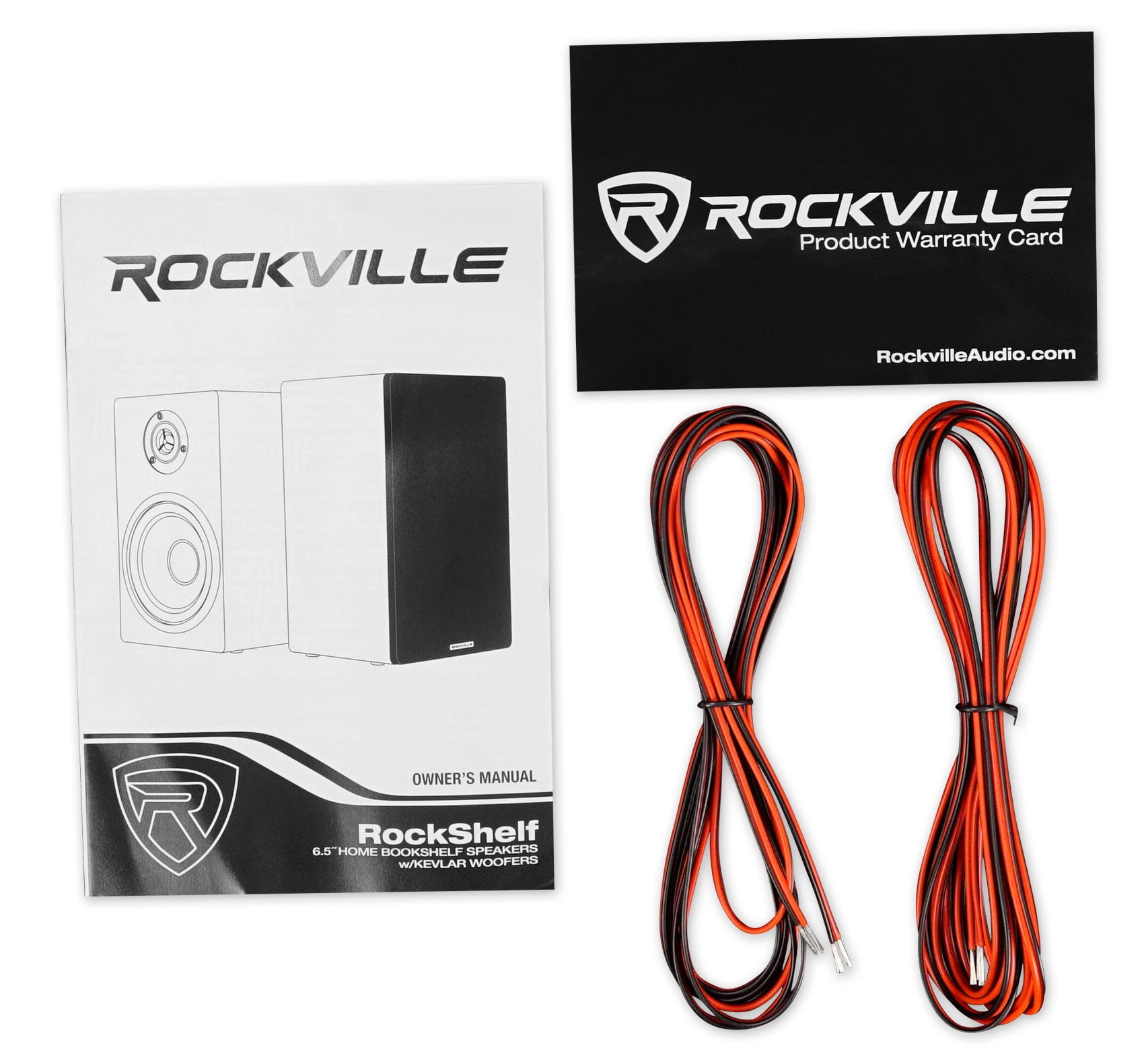Pair Rockville RockShelf 68W White 6.5" Home Bookshelf Speakers + 28" Stands
