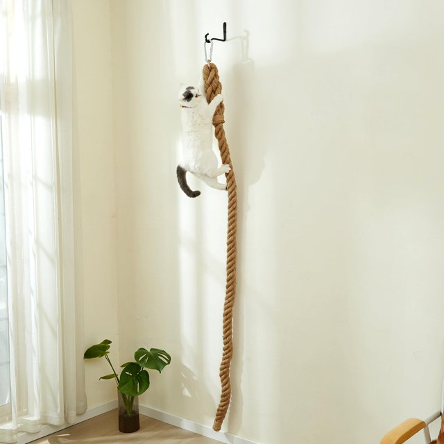 SHENGOCASE Cat Climbing Jute Rope with Hook, Wall Mounted Furniture Pole Scratching Post for Indoor and Outdoor Cat