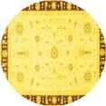 thumbnail image 1 of Ahgly Company Machine Washable Indoor Round Abstract Yellow Modern Area Rugs, 6' Round, 1 of 1