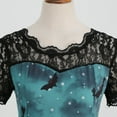 thumbnail image 5 of TAIAOJING Women Hallowmas Lace Round Neck Short Sleeve Printed Large Swing Dress, 5 of 8