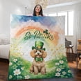 thumbnail image 2 of Happy St. Patrick’s Day Poodle with Green Hat Shamrocks Rainbow Quilt Blanket Poodles Dog Lover Gifts Idea Cozy Comforter Throw Blanket - 03007, 2 of 5