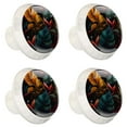 thumbnail image 2 of 4 Pcs Round White Knobs for Kitchen Cabinet Cupboard Dresser Bookcase Tropical Leaves Drawer Pulls Handles Home Decor, 2 of 8