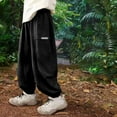 thumbnail image 2 of ZACPNCV Boys Baggy Cargo Pants Casual Loose Fit Parachute Pant Harem Joggers Sweatpants with Pockets Black 11-12 Years, 2 of 4