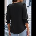 thumbnail image 4 of Blusas para Mujer, Elegantes, Informales, de 3/4 y Puños Fruncidos. Negro M, 4 of 9