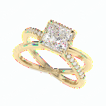 1.50 TCW Lab Grown Diamond Princess Cut Twisted Engagement Ring 14K Yellow Gold