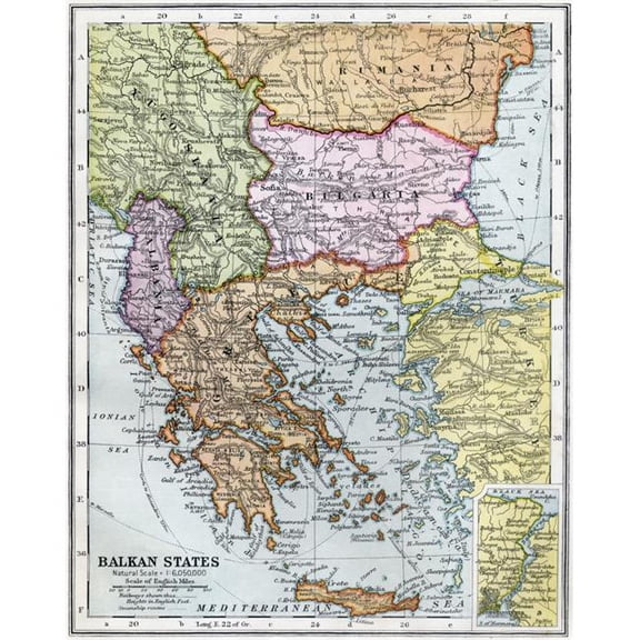 The Balkan States Between The First & Second World Wars From Bacons Excelsior Atlas of The World Published Circa 1930 Poster Print - 13 x 16