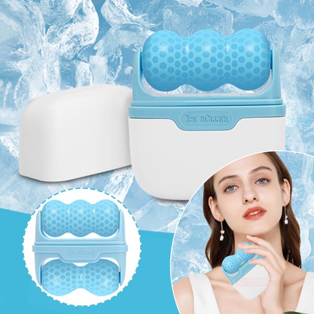 Rodillo de terapia facial refrescante, herramienta de belleza antienvejecimiento para aliviar la hinchazón de los ojos (azul)