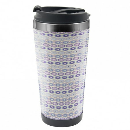 

Geometric Travel Mug Symmetric Nested Rounds Steel Thermal Cup 16 oz by Ambesonne