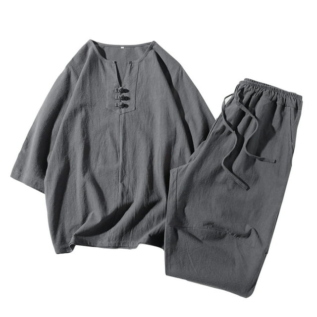 Cathalem Ensemble Court pour Hommes 2 Pcs Chemise en Satin à Manches Courtes Décontractée, GY1 TTG