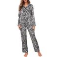 thumbnail image 2 of Women Silk Outfits Button Down Satin Pj Set Soft Long Sleeve 2 Piece Sleepwear Loungewear Gray L, 2 of 9