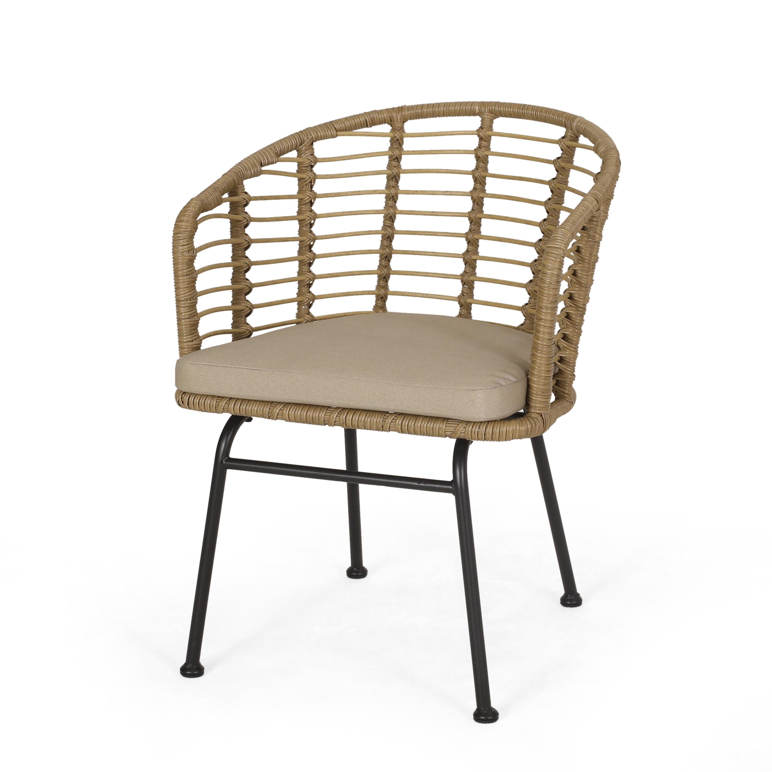 Outdoor Single Leisure Seat Chair, Wicker Weave Relaxing Chair for Patio Garden, Light Brown