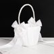 thumbnail image 1 of Cestas para niñas de las flores para bodas, cesta de flores blancas con asa de perla para niñas de las flores, 1 of 4