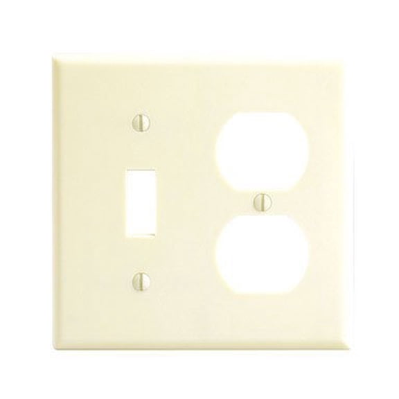 Leviton 001-86005-IV Double Gang Ivory Toggle & Duplex Receptacle Wallplate