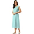 thumbnail image 4 of eloria Women Tunic Top Maxi Sleevless Round Neck Casual Dress Color : Arctic Blue Size : M, 4 of 6