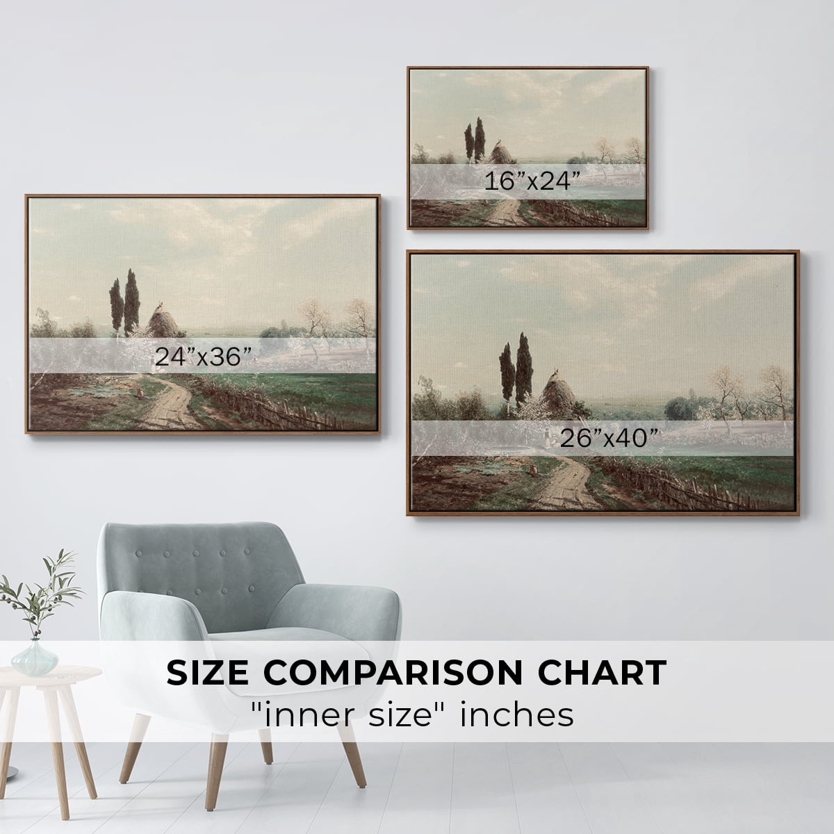 Vintage Landscape-CD By Wexford Home Framed in Walnut Wood Gallery Wrapped Canvas 17 in. x 25 in.