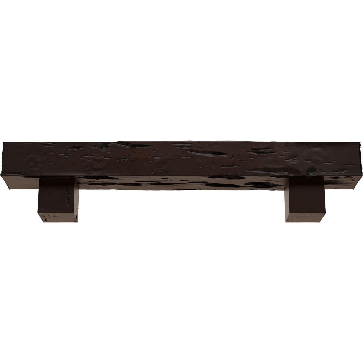 Ekena Millwork 4"H x 6"D x 60"W Pecky Cypress Faux Wood Fireplace Mantel Kit w/ Alamo Corbels, Premium Mahogany