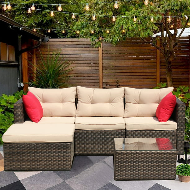 Outdoor Sectional Sofa Sets Uhomepro 5, Outdoor Furniture Wicker Sectional Sofa
