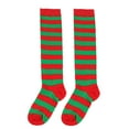 thumbnail image 3 of IWRICH Kids Girls Long Socks Knee High Leg Warmer Striped Stockings, Size 7-12 Years Dark Green1, 3 of 3