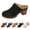 Black, variant on Women's Casual Thick Heeled Sandals, Suede Closed toe Open Back Shoes, Mid Heeled Slippers, Vintage Suede Sandals Black 36