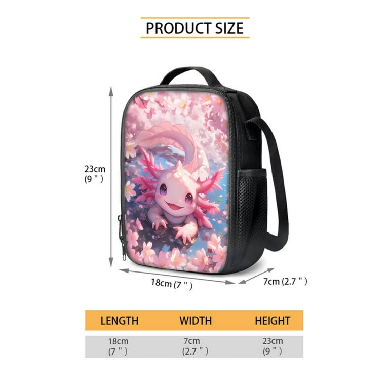 Yuyamidu Cute Axolotl Backpack with Lunch Box for Kids 7-8 Girls