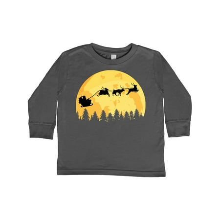 

Inktastic Santa Reindeer Christmas Silhouette Gift Toddler Boy or Toddler Girl Long Sleeve T-Shirt