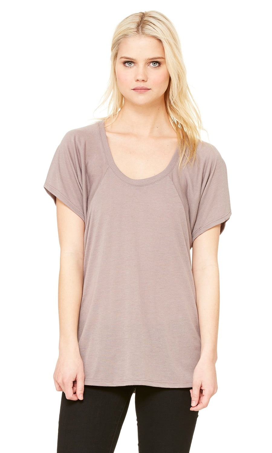 BELLA+CANVAS The Bella + Canvas Ladies Flowy Raglan TShirt PEBBLE