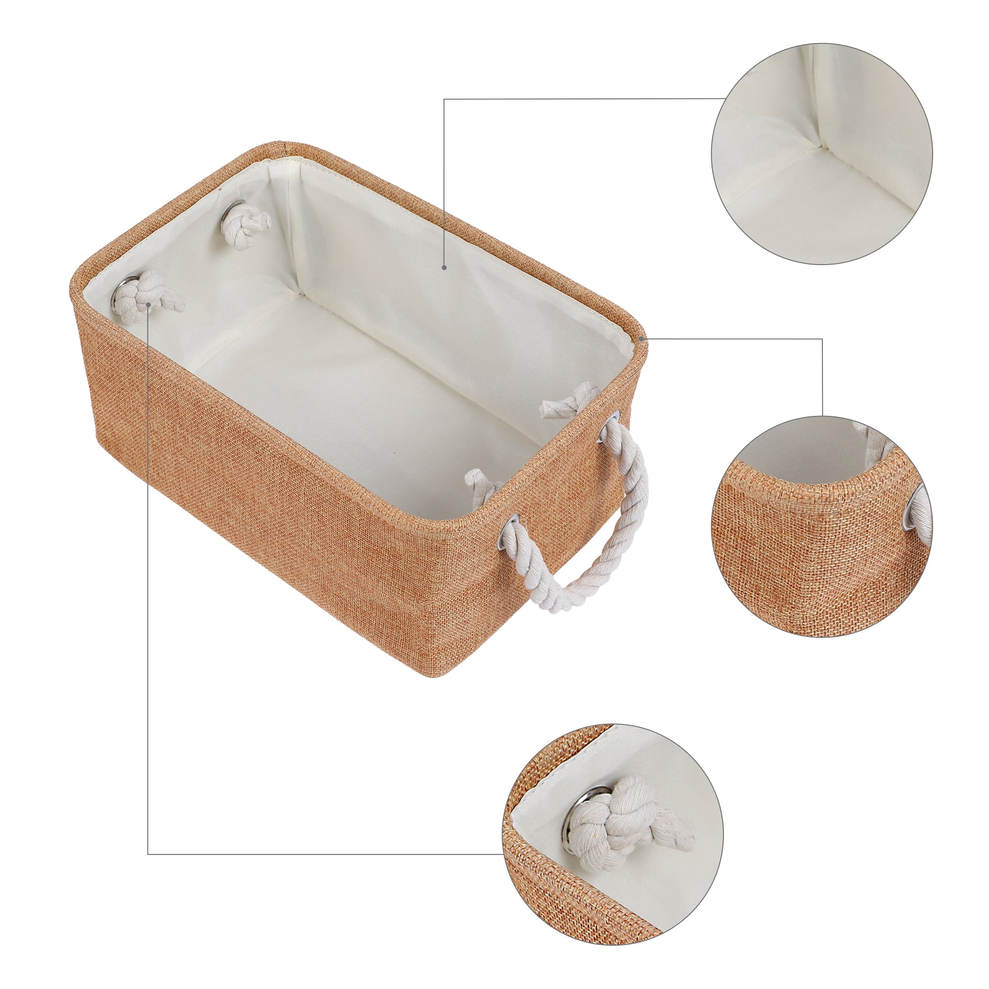 Unique Bargains Storage Bin with Handles for Closet Organizers Rose Gold 12.2"x8.3"x5.1"