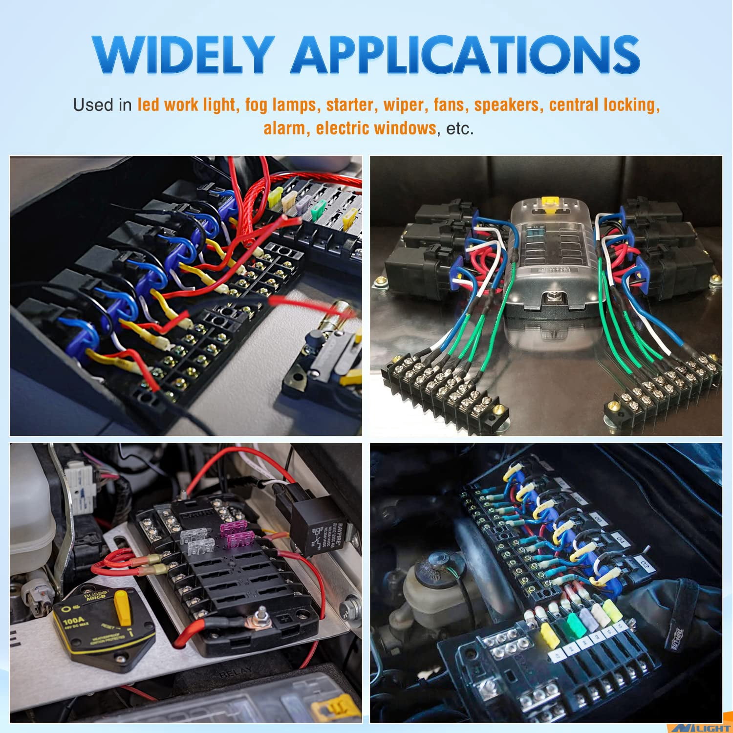 Nilight 5 Pcs Waterproof 40/30 A Heavy Duty 12 AWG Tinned Copper Wires 5 Pin SPDT 12V Automotive Relay and Harness Set