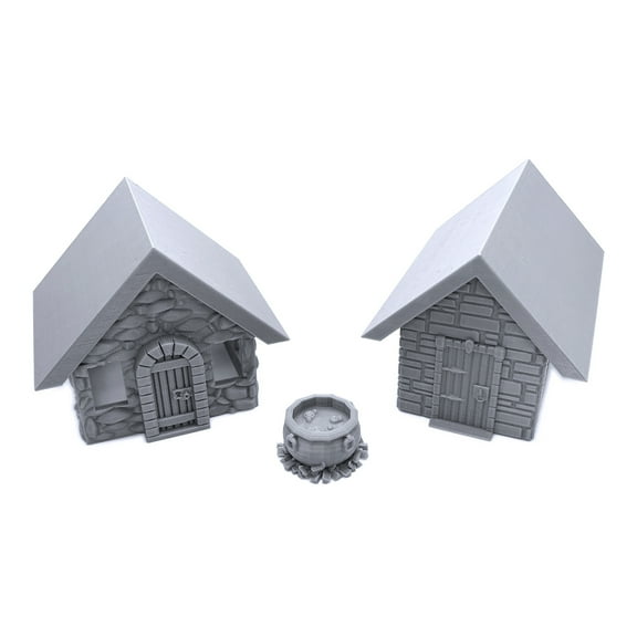 Stone Houses, Terrain Scenery for Tabletop 28mm Miniatures Wargame, 3D Printed and Paintable, EnderToys