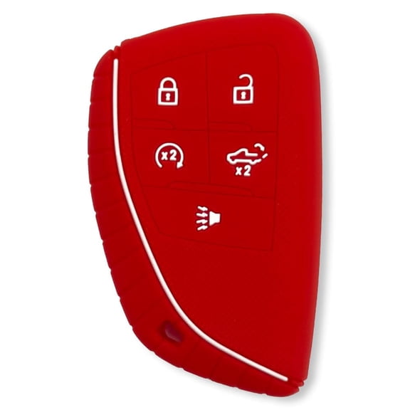 RECON Fits 2022-26 GMC Sierra 1500, 2500, 3500 & 2022-26 Chevy Silverado 1500, 2500, 3500 100% Silicone Rubber Rugged Key Fob Protection Cover Quality 5 Button (Red)