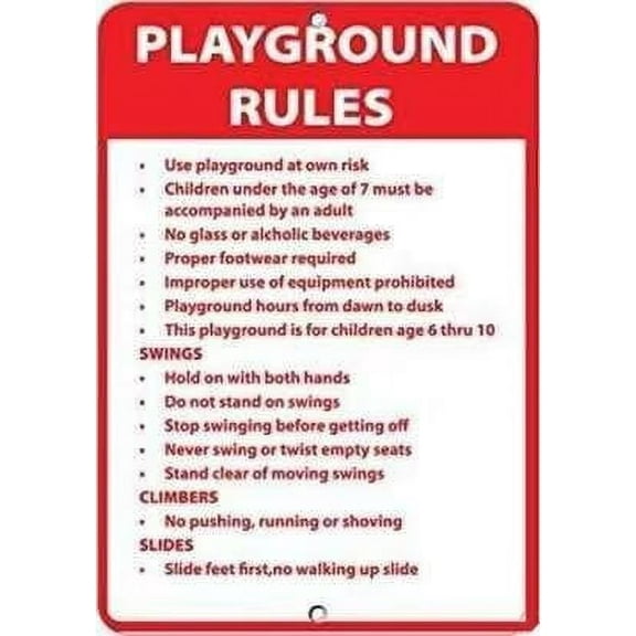 Novelty Warning Metal Tin Sign Playground Rules Use Playground at Own Risk Activity Sign Outdoor Security Farm Yard Warning Decoratives Metal Aluminum Sign 8 X 12 INCH