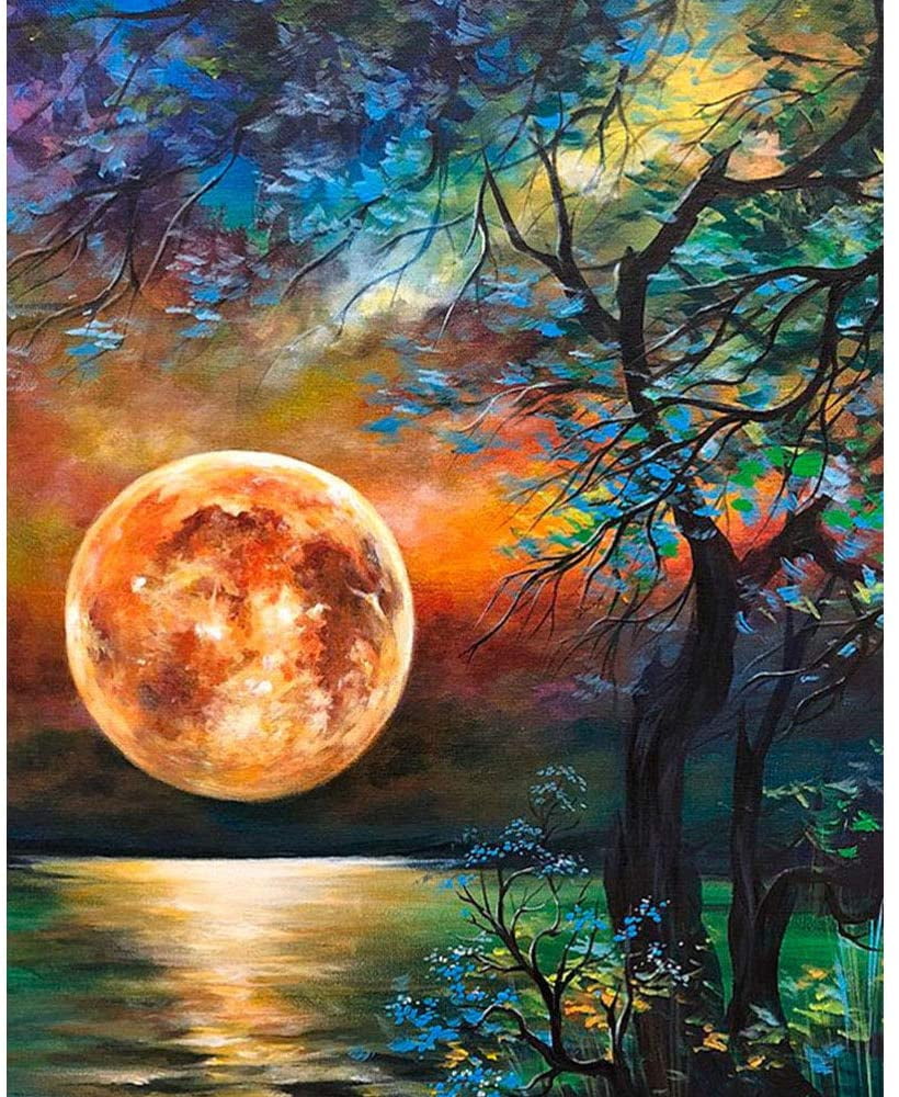 Landscape Paint By Number For Adults diy Moon And Mountain - Temu