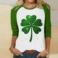 thumbnail image 2 of JTZGDY Plus Size St. Patrick's Day Tops for Women Dressy Casual Raglan 3/4 Sleeve Green Gilter Shamrock Print Round Neck Graphic T-Shirts Trendy Oversized Holiday Outfit Clothes Green#01 XXXXL, 2 of 5