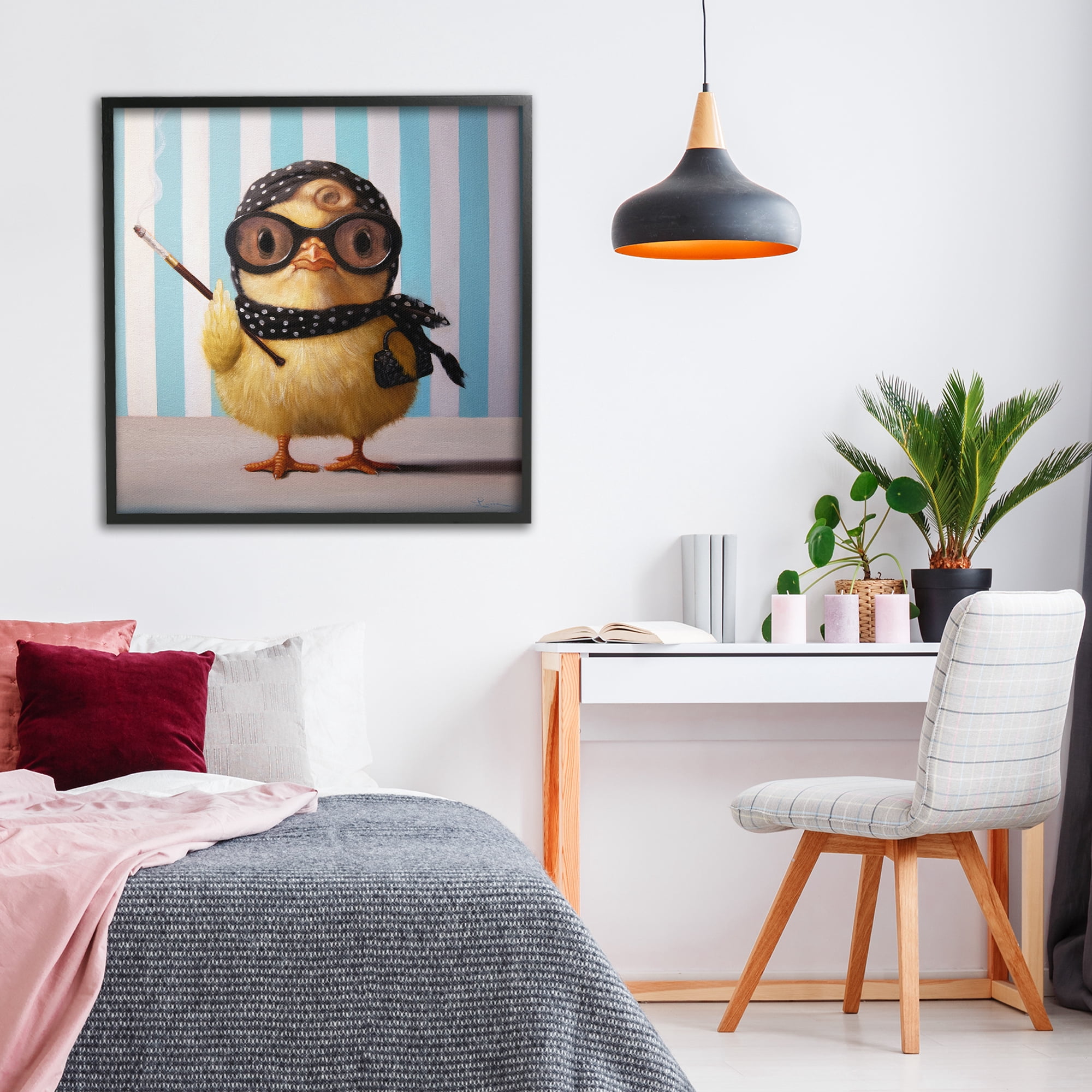 Stupell Industries Audrey Henburn Famous Chick Black Framed Giclee Art, design by Lucia Heffernan