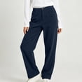thumbnail image 3 of WULMLEO Women's Corduroy Straight Leg Pants Elastic Back Waist Button Zip Fly Loose Casual Trousers with Pockets Navy 2XL, 3 of 8