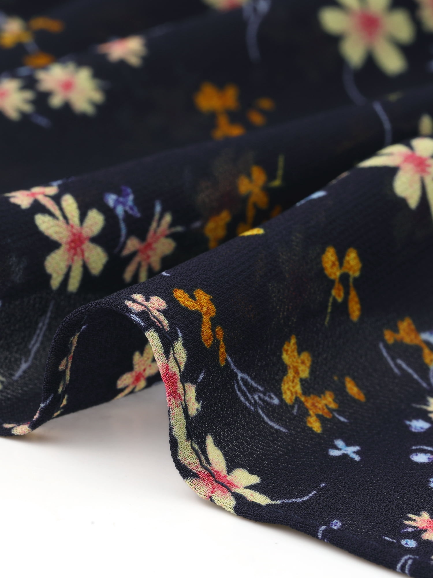DARING DIVA Women's Floral Summer V Neck Flutter Sleeve Ruffle Dress XL Dark Blue Yellow