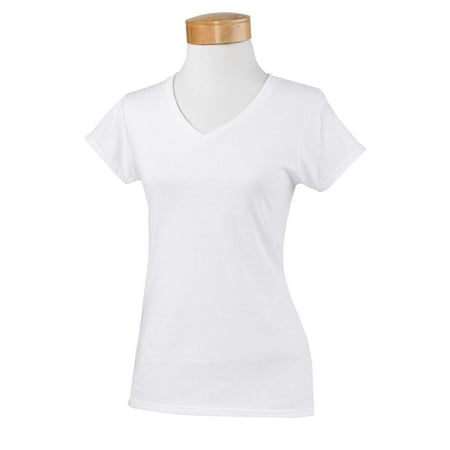Gildan T-Shirt Ajusté à Col en V pour Femmes SoftStyle® 7,5 Oz./verge Lin.