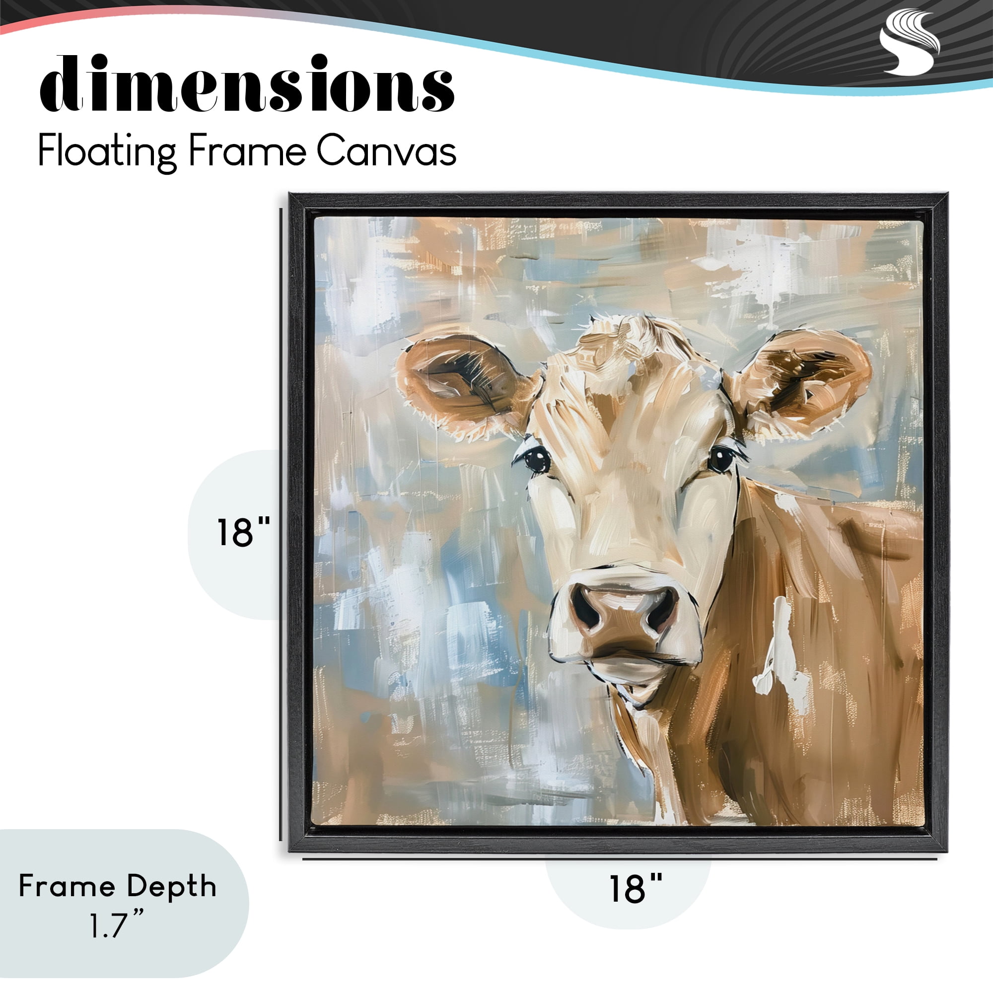 Stupell Industries The Brown Cow Abstract Black Framed Floater Canvas Wall Art, design by Tina LeCour