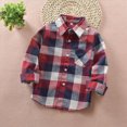 thumbnail image 2 of YIWULA Baby Boys Plaid Shirt Toddler Flannel Button Down Jacket Long Sleeve Outfits Infant School Uniform Shirts Cotton Shacket Coat(5-6 Years,Watermelon Red), 2 of 4