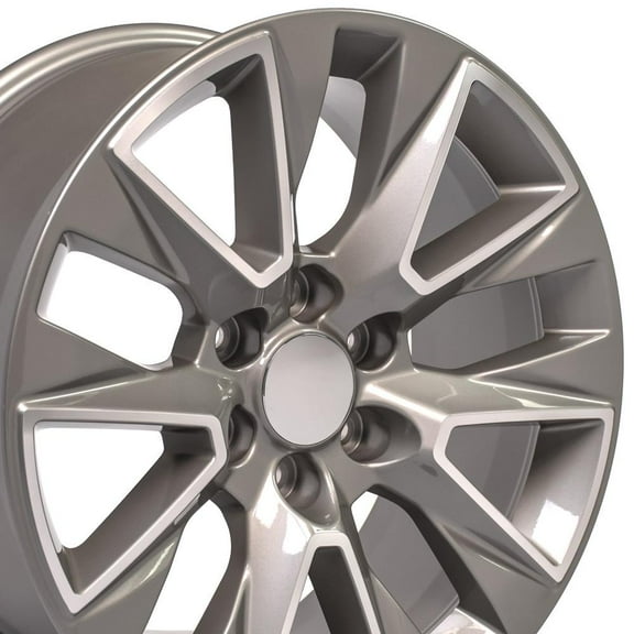 OE Wheels CV26 20 Inch Rim Fits Silverado 1500 LTZ Style 6x139.7 20x9 Gloss Silver Machined - Hollander 5919 (1)
