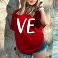 thumbnail image 1 of Hot Sale!! T-Shirts de la Saint-Valentin pour Femmes Imprimés Graphiques Mignons Léopard Cœur T-Shirts Décontractés Manches Courtes Col Rond Rouge + L, 1 of 7