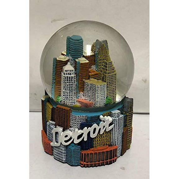 ZIZO Detroit Skyline 3D Water Snow Globe Souvenir showpiece Gift for Women Kids Baby Girls Mon Granddaughter 3 1/2' WG162