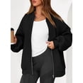 thumbnail image 4 of Women'S Fall Fashion Oversized Sweatshirt Jackets with Zipper Casual Long Sleeve Outerwear Winter Outfits Black M, 4 of 9