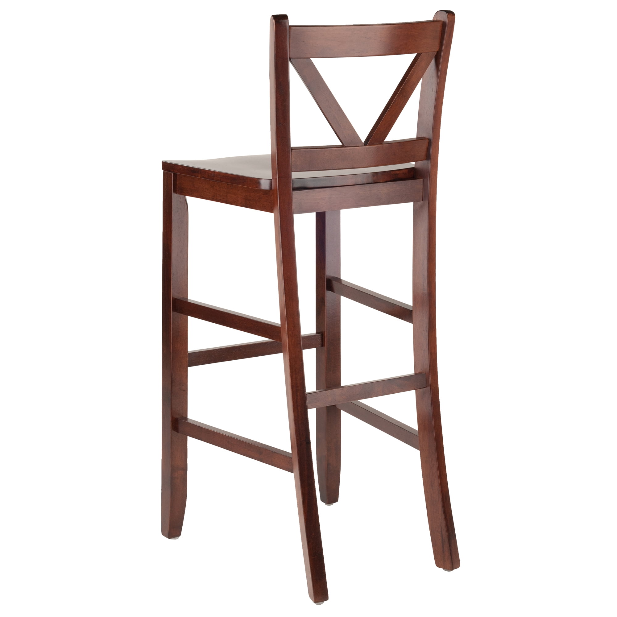 Winsome Wood Victor 30" V-Back Bar Stool, Set of 2, Walnut Finish