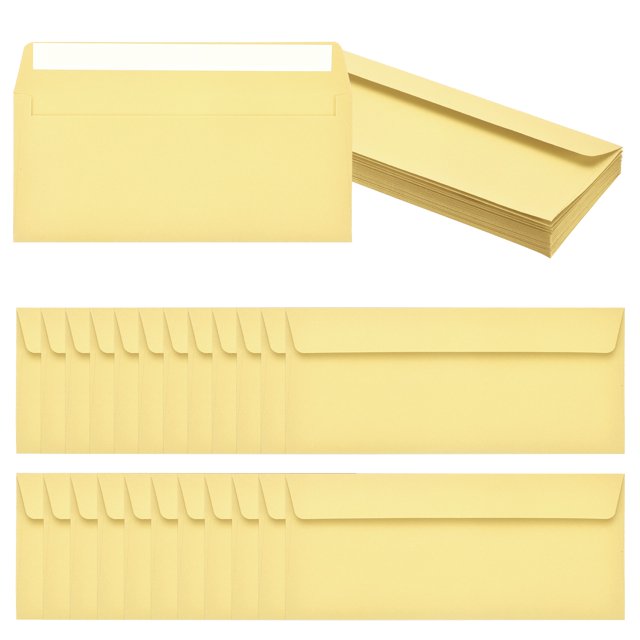 Uxcell 24 Pack Light Yellow #10 Business Envelopes, Colored Self Seal Letter Size