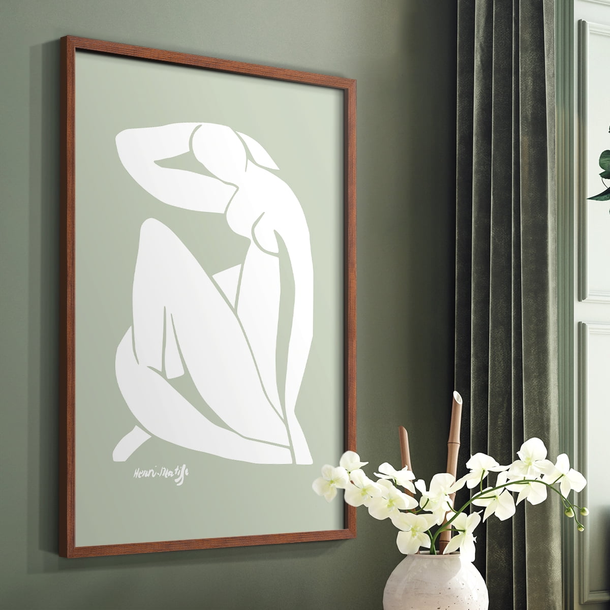 Matisse CDXCII in Brown Solid Wood Framed Print No Nail Hanging