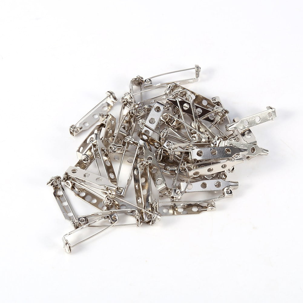 110Pcs Locking Pins Backs Brooch Badge Bar Pins Jewelry Pins with Holes for  DIY Crafts Name Tags Jewelry Making DIY Crafts Accessories (25MM)